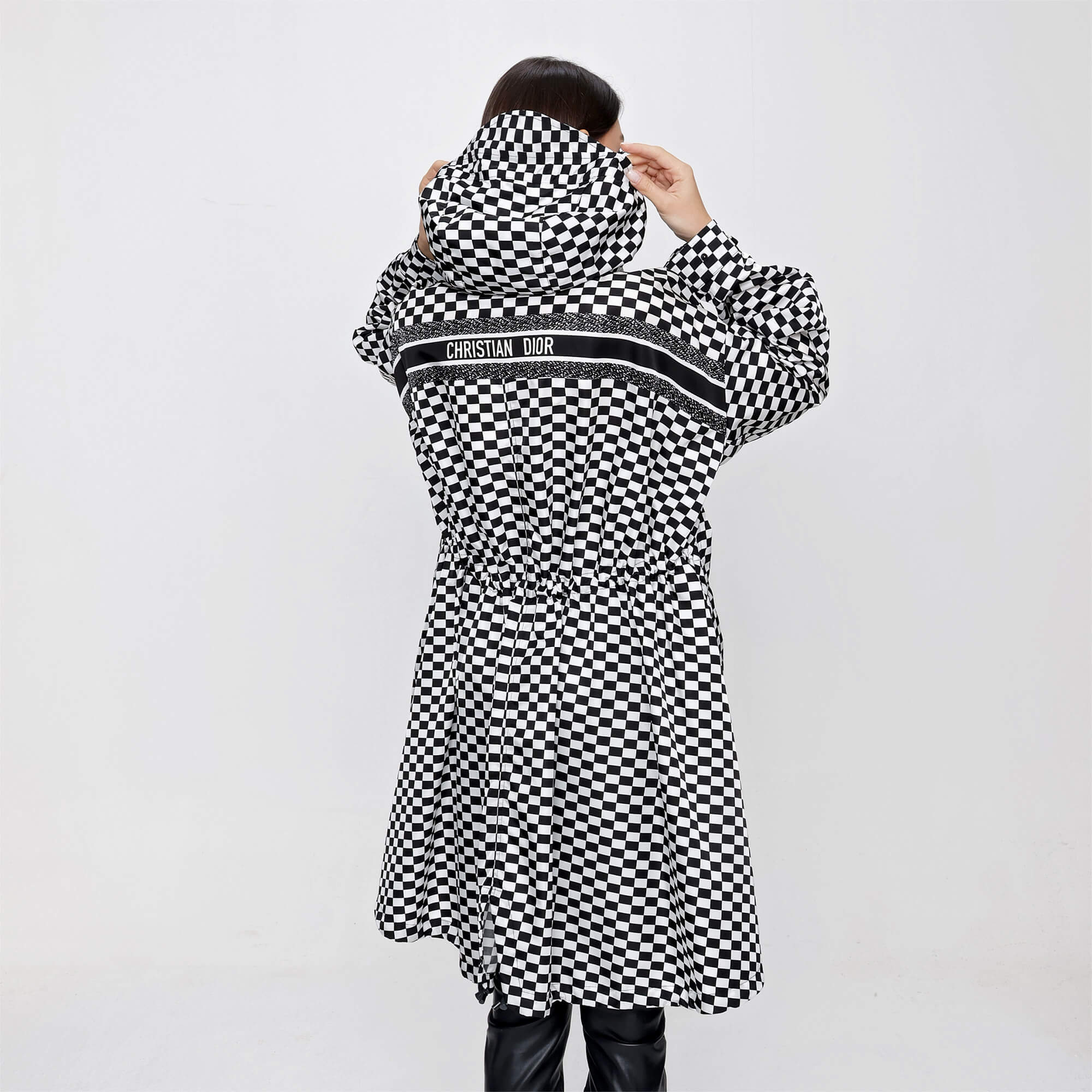 Christian Dior - Checkered Printed Hooded Raincoat